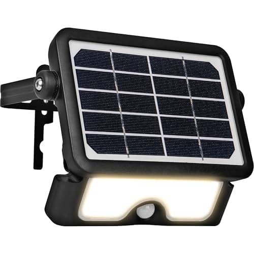 Image of Luceco Solar Powered LED Outdoor Floodlight with PIR Motion Sensor, Security Light, Exterior Lighting, Angular Design, Adjustable, Guardian, Black, IP65, 5W, 550lm, 4000K, LEXSF6B40