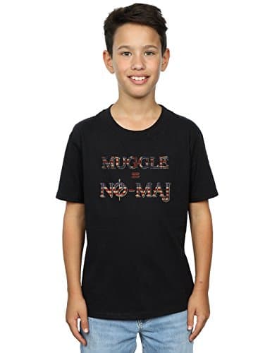 Image of Absolute Cult Fantastic Beasts Boys No Muggle No Maj T-Shirt Black 9-11 Years