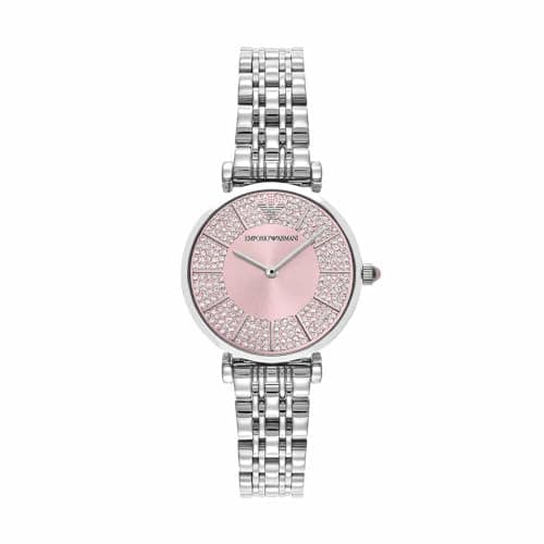 Image of Emporio Armani Watch for Women, 32mm Two Hand Quartz Movement with Silver Tone Stainless Steel Strap