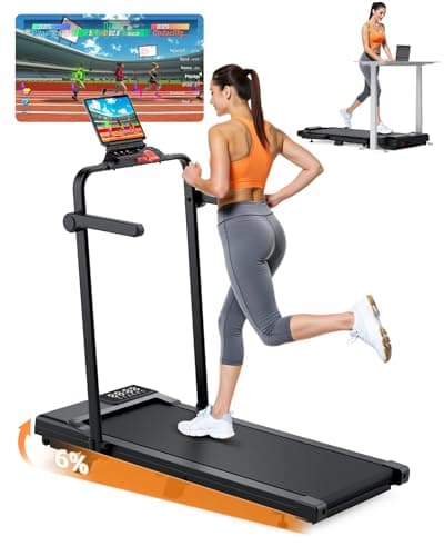Image of Lacuffy Treadmill for Home Foldable with 6% Incline, Oversize Treadmills for Heavy People Max 12KM/H, Walking Pad Treadmill Max 136KG Running Machine with APP Control, HIIT & MIIT Programs