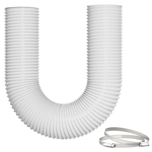 Image of Yrichtra 125mm Ducting, 5m Aluminium PVC Flexible Ducting, 5 Inch Tumble Dryer Hose for Extractor Fan, Cooker Hood, Dryer(ø125mm*5m,White)