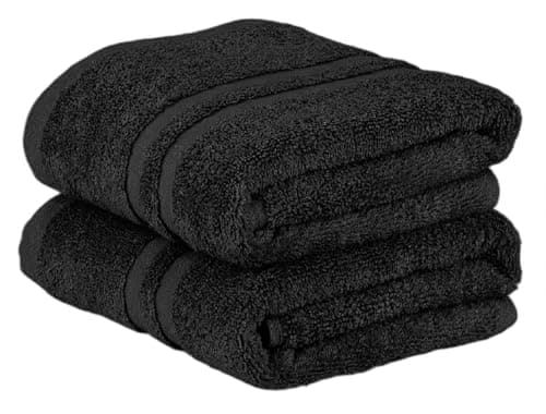 Image of Opel Tex Pack of 2 Jumbo Bath Sheets 100% Cotton (75 x 150 cm -500GSM) Super Soft Absorbent & Quick Dry Hotel Quality Large Towels (Black)