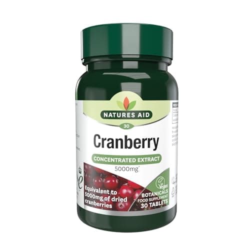 Image of Natures Aid Cranberry Tablets 5000mg – High Strength Supplement for Urinary Tract Support, Bladder Health, Antioxidant Protection – Vegan, Gluten Free, Non-GMO – 30 Tablets for Women & Men
