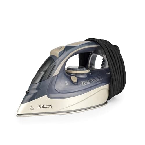 Image of Beldray Powerlite Steam Iron, Ceramic Soleplate, Auto Shut-Off, 200g/min Steam, 320ml Water Tank, 3m Power Cord, Preheat & Ready Indicator Lights, Variable Temperature Control, Titanium, BEL01621F