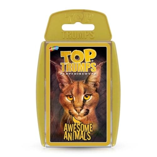 Image of Top Trumps Awesome Animals Classics Card Game, Find out how cute the Snow Leopard is and how big is the Black Rhino, Educational card game for 2 plus players makes a great gift for ages 6 plus