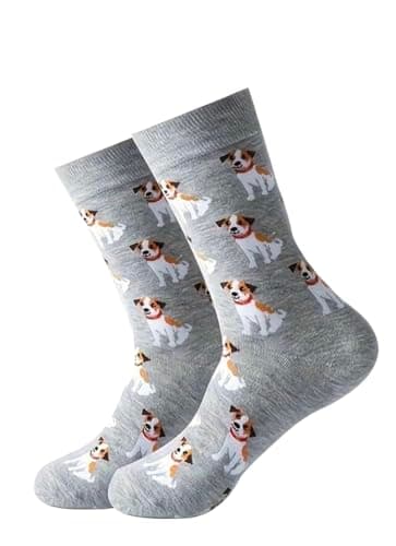Image of Jack Russell Terrier Socks, Dog Gift, Present For a Dog Walker, Jack Russell Themed Gift (UK Adult Size 4-7)