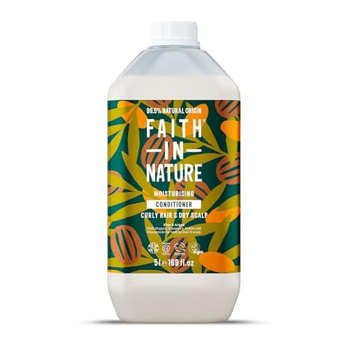 Image of Faith In Nature Natural Shea & Argan Conditioner, Moisturising for Curly Hair & Dry Scalp, Vegan & Cruelty Free, No SLS, Silicones or Parabens, 5L Refill Pack