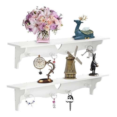 Image of Youyijia Heart-Shaped Floating Shelves for Wall - 2Pcs Wall Mounted Shelf for Bedroom, Living Room, Bathroom, Kitchen - Decorative Storage