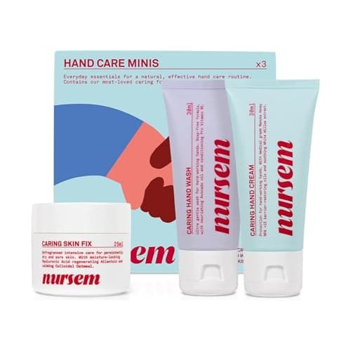 Image of Nursem Hand Care Minis Set, Hand Wash, Hand Cream & Skin Fix, Soothes, Moisturises, Nourishes & Repairs Dry, Sensitive or Hard-Working Hands, Mini Gift Set, Vegan, Dermatologically Tested