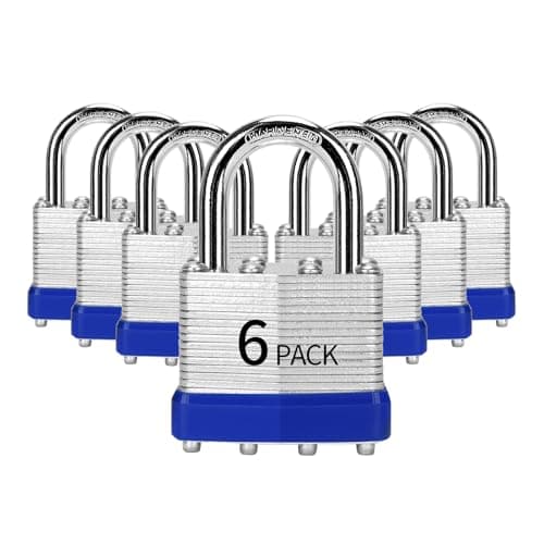 Image of HZSY Padlocks Keyed Alike, Pack of 6, Laminated Steel Keyed Lock (1-9/16", 40mm), Padlocks with Same Key, Normal Shackle, for Toolbox, Locker & StorageUnit or More