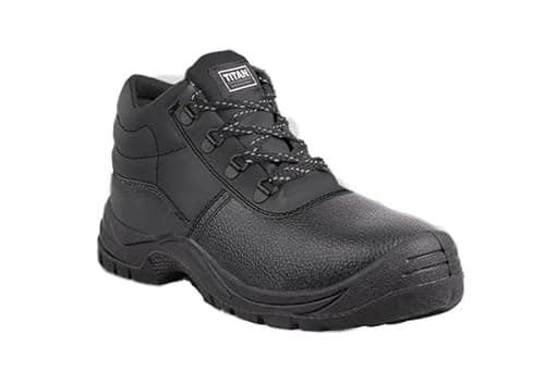 Image of Titan Safety Footwear Argon S3 SRC Chukka Work Boots, Men Womens Steel Toe Cap Boots, Work & Utility Footwear, Water Resistant, Lightweight, Anti-Slip, Construction, Black Safety Boots – Size 6