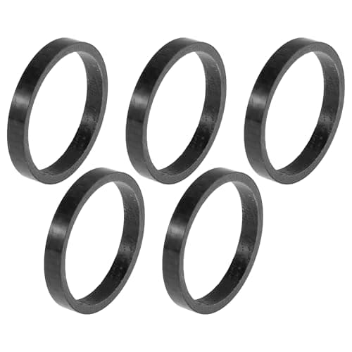 Image of HEROFFIX Bicycle Headset Spacers 5mm Bike Handlebar Stem Spacers 31.8mm 1-1/4" Carbon Fiber Gloss Black Carbon Fiber 5 Pcs
