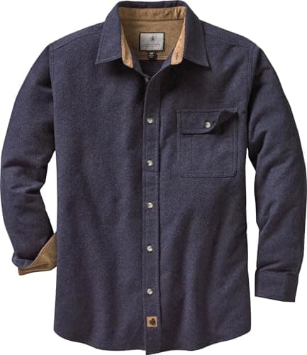 Image of Legendary Whitetails Men's Buck Camp Flannel Shirt Long Sleeve, Navy Heather, M UK