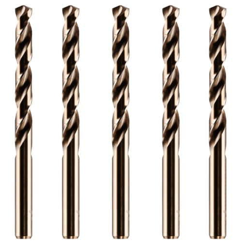 Image of Pack Of 5 x 3.5mm HSS Gold Cobalt Jobber Drill Bits For Drilling Stainless Steel And Hard Steels/Metals