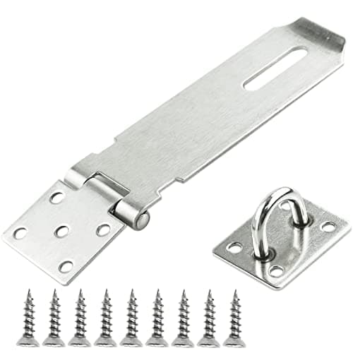 Image of Door Padlock Hasp, 5 Inch Stainless Steel Padlock Hasp and Staple Shed Lock Hasp Shed Door Heavy Duty Gate Lock Security Hasp and Staple for Door Window Cabinet Pet Cage Crate?Silver