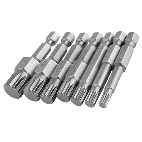 Image of Bestgle 7Pcs Triple Square Spline Bit Set, 12 Points Torx Head Screwdriver Bits Set, 1/4 Inch Hex Shank Magnetic Spline Drive Bit M4 M5 M6 M7 M8 M10 M12 for Mechanic Garage Repairs