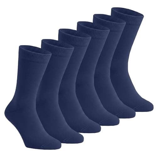 Image of J&A MARTS® 6 Pairs Kids Boys Girls Children's Plain Ankle School Socks | Cotton Rich, Breathable & Stretchy | Back To School, Casual Sports Socks (NAVY-4-6.5-ANKLE)