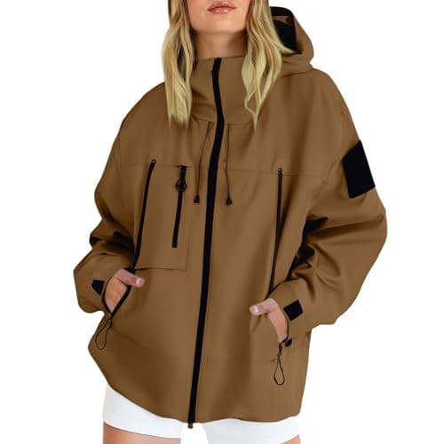 Image of Ladies Lightweight Jackets, Casual Outdoor Raincoats with Hooded, Breathable Zip Up Softshell Jackets with Pockets, for Spring Fall Winter, Running Jacket Women