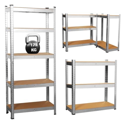 Image of Garage Shelving Units,5 Tier Shelving Unit Garage Shelves Storage Shelf Heavy Duty Shed Storage Racking Shelf Metal Boltless for Warehouse Workshop Office (Silver, 70X30X150)