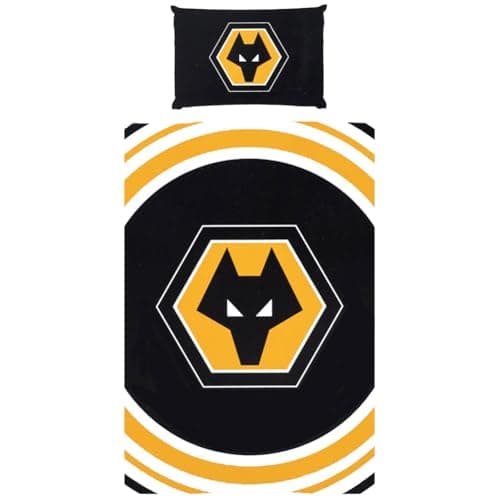 Image of FOCO Officially Licensed Wolverhampton Wanderers FC Football Pulse Single Duvet Cover Bedding Set | Includes Matching Pillowcase | Reversible
