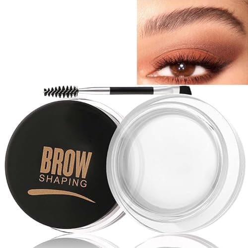 Image of Black Waterproof Eyebrow Pomade with Brush - Smudgeproof, Quick-Dry, Non-Greasy Gel for Perfect 3D Brows, Lightweight & Long-Lasting (01# Transparent)