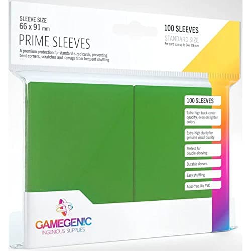 Image of Gamegenic Prime Sleeves (100-Pack) 66 x 91mm Standard, Trading Card Accessory, Matte Green