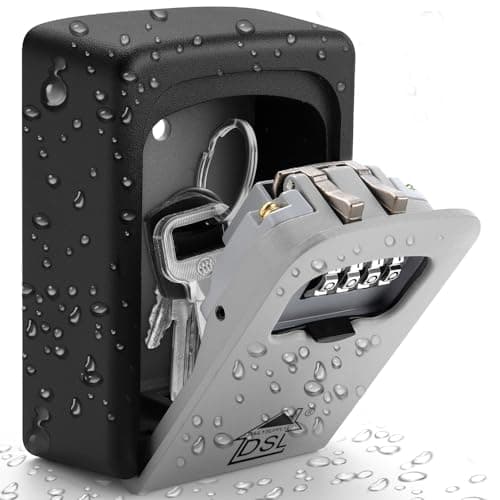 Image of DSL Key Safe Box Wall Mounted Outdoor – Waterproof 4 Digit Combination Lock Box for Home, Garage, Airbnb & Office – Heavy Duty Metal Key Lock Storage