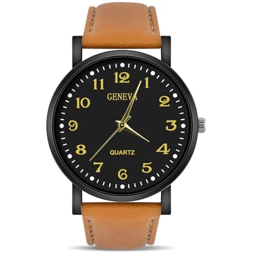 Image of OFFCUP Mens Watches, 39MM Men's Chronograph Watch, Leather Watches Quartz Watch, Business Casual Fashion Gents Watch, Leather Strap Men's Wrist Watches Elegant Gift for Men (Black Brown)