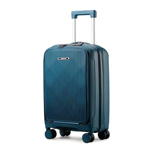 Image of Aerostar Carry-on 20" Lightweight PP Hard Suitcase, Hand Luggage 4 Wheel & TSA Lock, 55x35x20cm | Accepted All Airlines easyjet, RyanAir, British Airways (Teal, 35 litres)