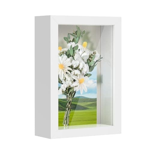 Image of 3D Shadow Box Frame 4x6 inch, Picture Frame with Glass for Crafts, 3cm Deep Box Frame Display Cases for Memorabilia, Baby Items, Wedding Memories, Medal, Tickets & Photos Display - White