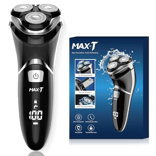 Image of MAX-T Upgraded 3D ProSkin LED Razor Men's Electric Wet and Dry Shaver with Travel Lock and Pop-up Precision Trimmer, Rechargeable and Wireless, Gifts for Men, Black