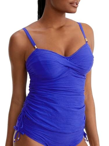 Image of Beach Waves Twist Front Tankini Ultramarine Blue 38G