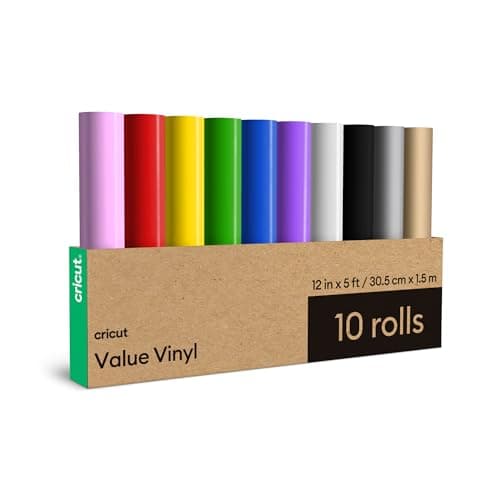 Image of Cricut Permanent Vinyl | Pack of 10 | 30.5 cm × 30.5 cm (12" × 12") | Adhesive Vinyl Sheets | Compatible with All Cutting Machines