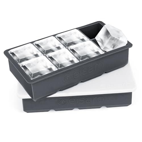 Image of Silicone Ice Cube Trays with Lids, Large Square Easy Release Flexible BPA Free Ice Moulds for Whiskey, Cocktails, Drinks, Set of 2, Grey