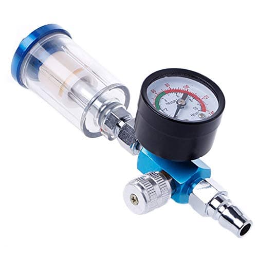 Image of Pneumatic Spray Regulator Gun 1/4" Air Pressure Gauge with in-Line Water Trap Air Filter Separator Pressure Gauge Combination Tool Kit for Spray Paint Guns