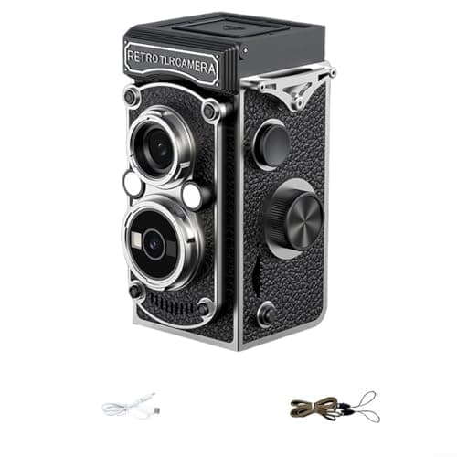 Image of Retro CCD Digital Camera for Students, High Definition Video Recording, Compact ABS Portable for CAMCORDER for Campus Life and Daily Vlogs, White(black)