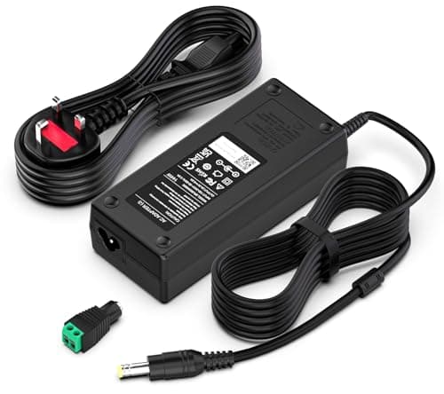 Image of 24V 6A 144W Power Supply Cable Adapter Compatible With LED Strip Light,Security Cameras,LED Drivers,CCTV Security System, 3D Printers,LCD Monitors,Routers,UK plug,Wall Charger【5.5 * 2.5mm】