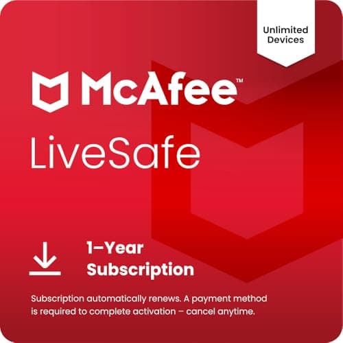 Image of McAfee LiveSafe Unlimited Devices 2026, Antivirus, VPN, Scam Protection, Security Software, Identity Monitoring, 1-Year Subscription with Auto-Renewal, Digital download, PC/Mac/iOS/Android