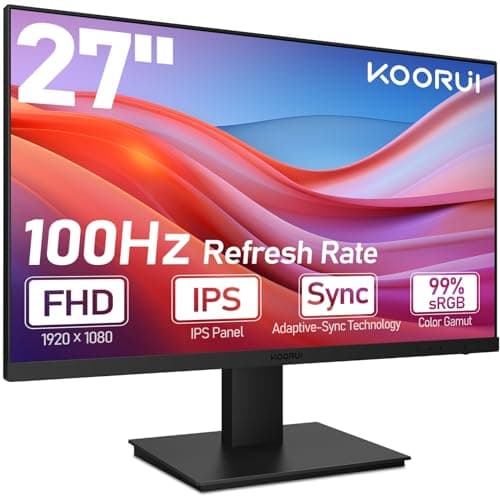 Image of KOORUI 27 Inch PC Monitor Full HD (1920 x 1080) 100Hz with Built-in Speakers, HDMI, IPS Screen, Tilt, Eye-Care, VESA Wall Mount