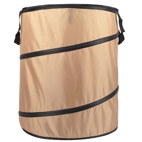 Image of Pop Up Garden Waste Bag Oxford Cloth Collapsible Large Heavy Duty Sack With Handles For Waste Rubbish Toys Etc Garden Bag For Storage Gardening Reusable Container for Lawn Care (Khaki-37L)