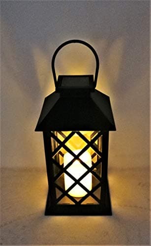 Image of Solarize ® Large Table Hanging Garden Solar Warm White LED Flickering Candle Lantern Light Patio Landscape, Waterproof IP44 Black, Antique Bronze, Rustic White (Black)