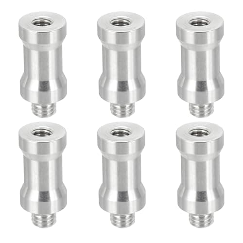 Image of PATIKIL Camera Spigot Screws Converter 1/4" Female to M8 Male, 6 Pack Tripod Screw Adapter Spigot Stud for Light Stand Hot Shoe Cold Shoe Adapter Ball Head Flash, Silver