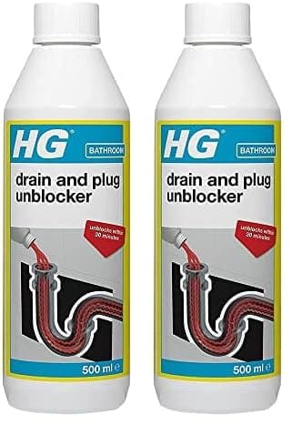 Image of HG Drain and Plug Unblocker, Effectively Removes Blockages & Cleans Blocked Drains Fast, for Blocked Drain Pipes in Sinks or Shower Traps (500ml) - 139050106 (Pack of 2)