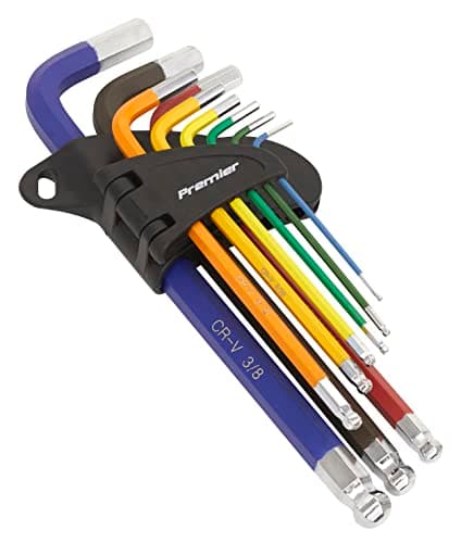 Image of Sealey Premier 9pc Anti-Slip Long Ball-End Hex Set - Imperial - AK7197