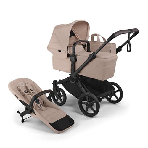 Image of Bugaboo Donkey 6 Single Pushchair, Convertible to Double and Twin Stroller, Pram for Newborn and Toddler, Double Storage Space & Side Basket, Easy to Maneuver One Hand Steering, Desert Taupe Mélange