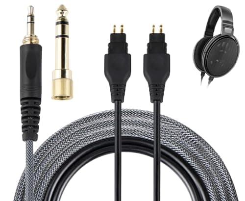 Image of SOULWIT Headphone Replacement Cable for Sennheiser HD660S/HD660S2/HD650/HD600/HD580/HD58X/HD565/HD545/HD535/HD525/HD265, Extension Cord(6N OCC Copper) with 3.5mm Plug, 6.35mm Adapter-Braided(1.2m/4ft)