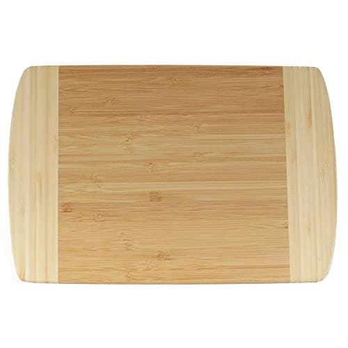 Image of BambooMN Heavy Duty Premium Bamboo Two-Toned Cutting Board - 12" x 8" x 0.75" - 3 Piece