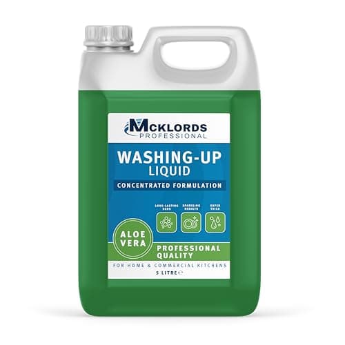 Image of McKLords Professional Aloe Vera Washing Up Liquid 5L - Concentrated Formula for Sparkling Clean Dishes - Hygienically Cleans & Cuts Through Grease - Ideal for Home, Kitchen & Commercial Use