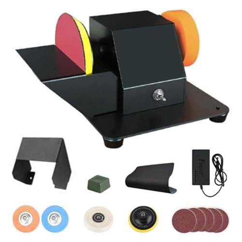 Image of 250W Bench Grinder Mini Sander, 2-in-1 Polishing/Sanding Machine, 7-Speed Bench Sander Polisher Kit, with Fine/Coarse Grinding Wheels, Sanding Disc, Buffing Wheel, for Metal Derusting, Wood, DIY