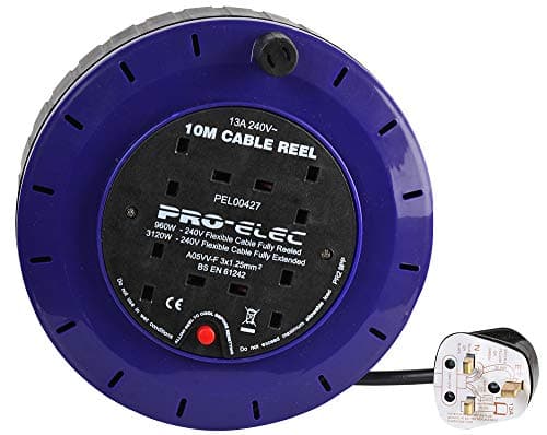 Image of PRO ELEC PEL00427 4 Socket Cassette Reel,Blue, 13A, 10 m